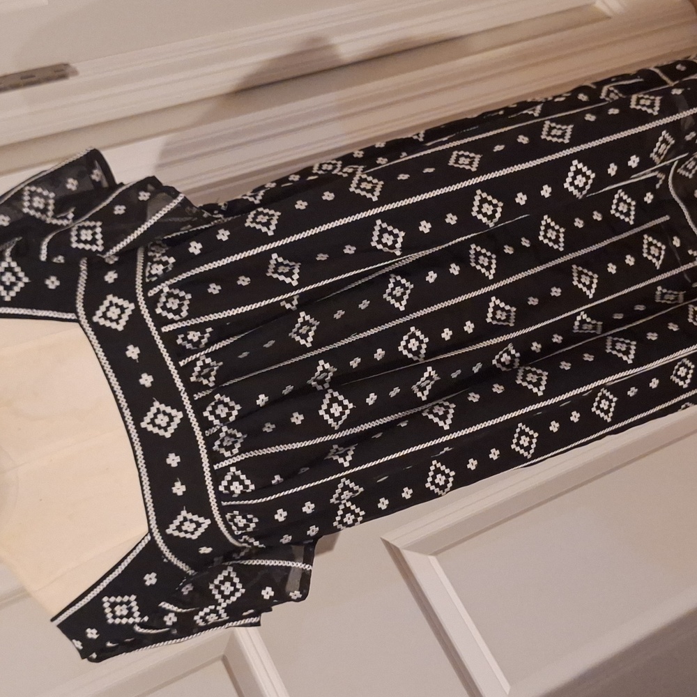 Sabina Musayev Black White Sheer Embroidered‎ Dress Baby Doll XS Retail $275
